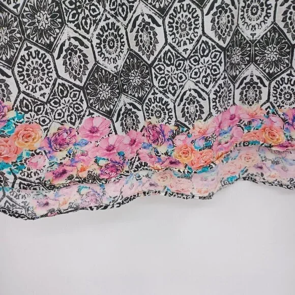 Tolani Collection Printed Woven Caftan Tunic Top Women's LP Floral Boho Hippie - Picture 6 of 10